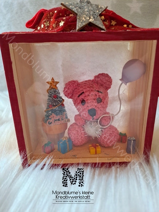 Weihnachtsdeko Schaufensterkasten mit Bärchen | Handgemacht