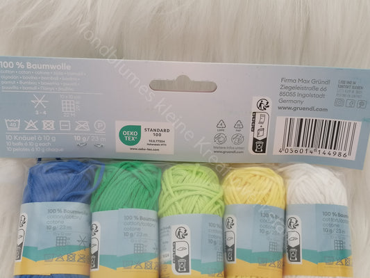 Gründl Amigurumi Happy | 10 Farben Baumwolle Häkelgarn Set