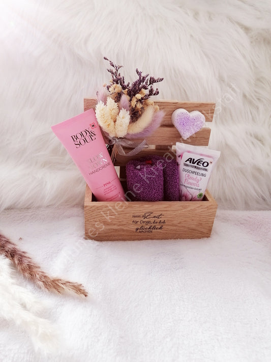 Wellness Geschenkbox aus Holz "Nimm dir Zeit" | Handgemacht