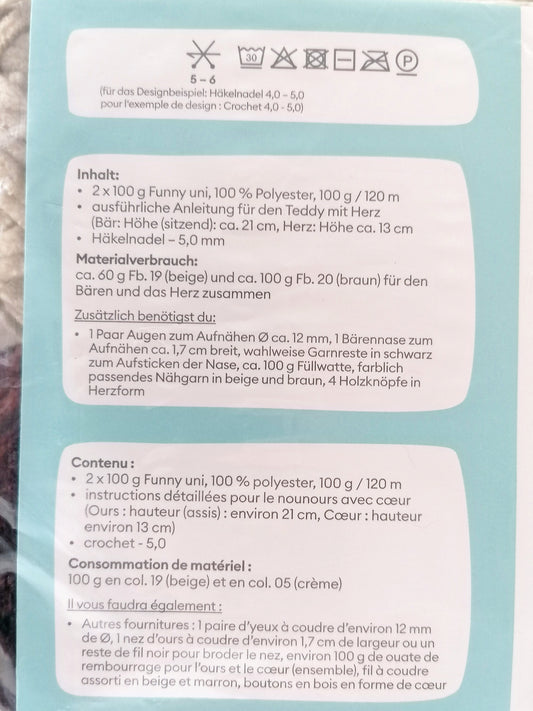 Gründl Funny Uni Häkelset Teddy Theo | Chenille-Garn 25cm