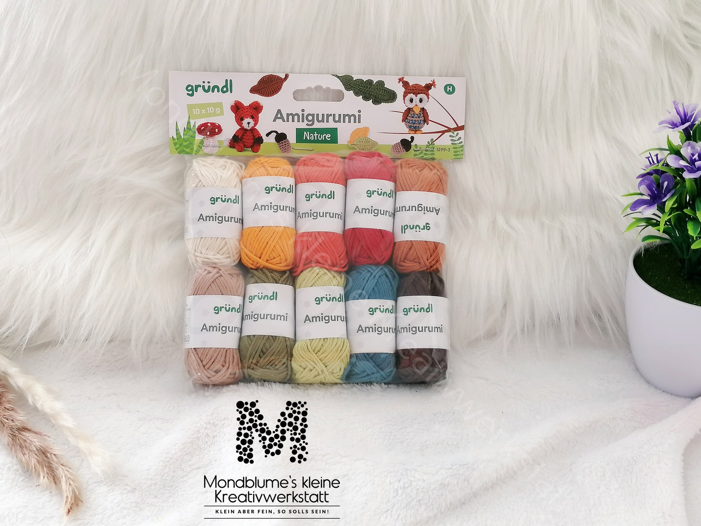 Gründl Amigurumi Nature | 10 Naturtöne Baumwolle Häkelgarn Set