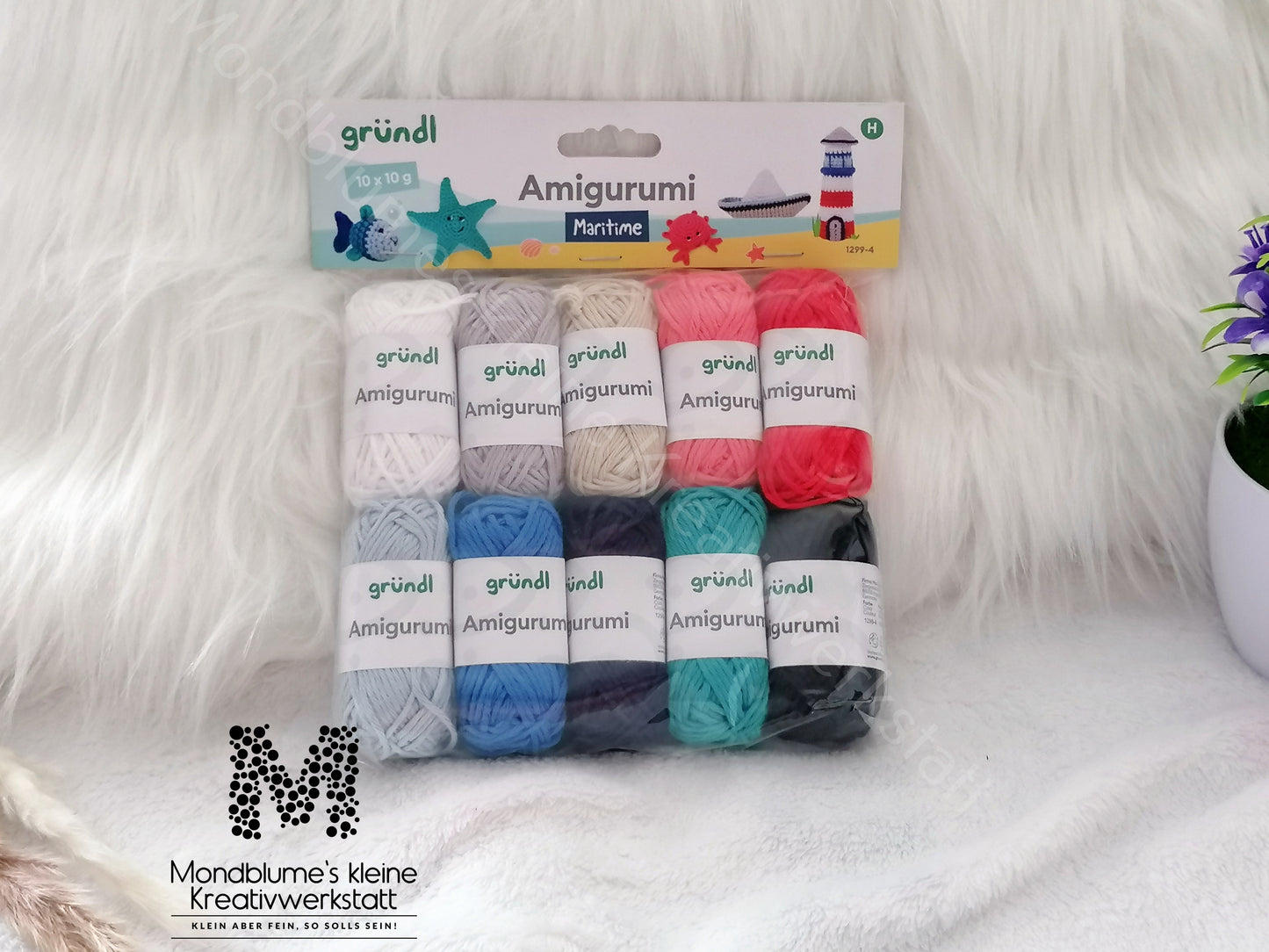 Gründl Amigurumi Maritime | 10 Farben Baumwolle Häkelgarn Set