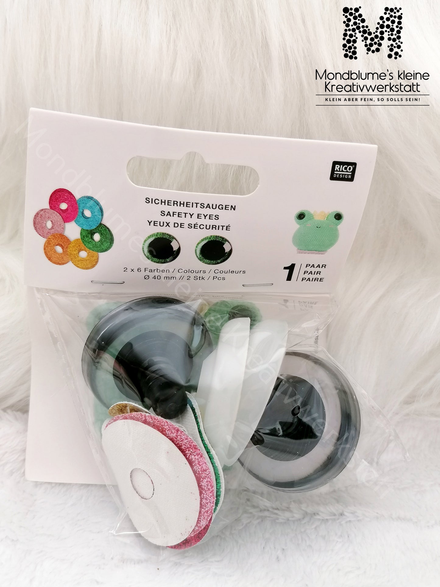 Rico Sicherheitsaugen 40mm Glitzer | 1 Paar 6 Farben