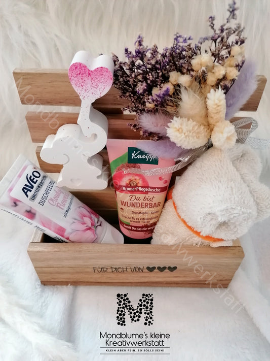 Wellness Geschenkbox aus Holz "Für dich von ♥" | Handgemacht