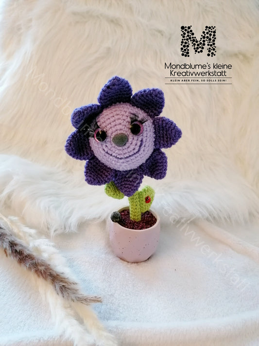 Fröhliche Häkelblume im bunten Topf | Handgemacht 23cm