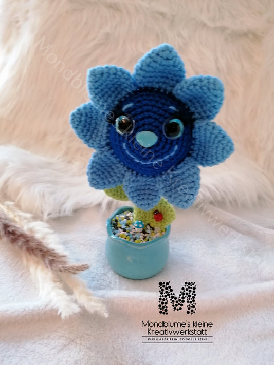 Fröhliche Häkelblume im bunten Topf | Handgemacht 23cm