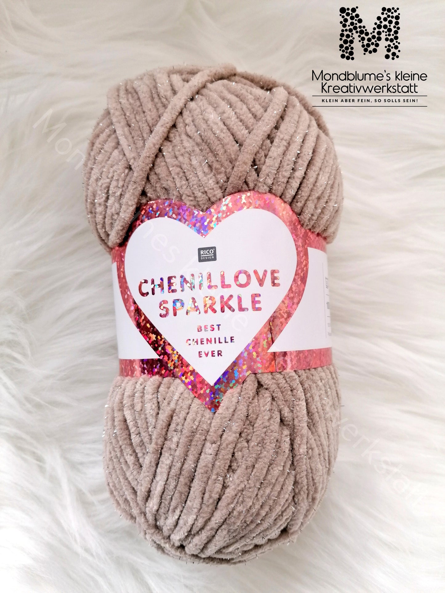 Rico Chenillove Sparkle Taupe 007 | Chenillegarn Glitzer 100g
