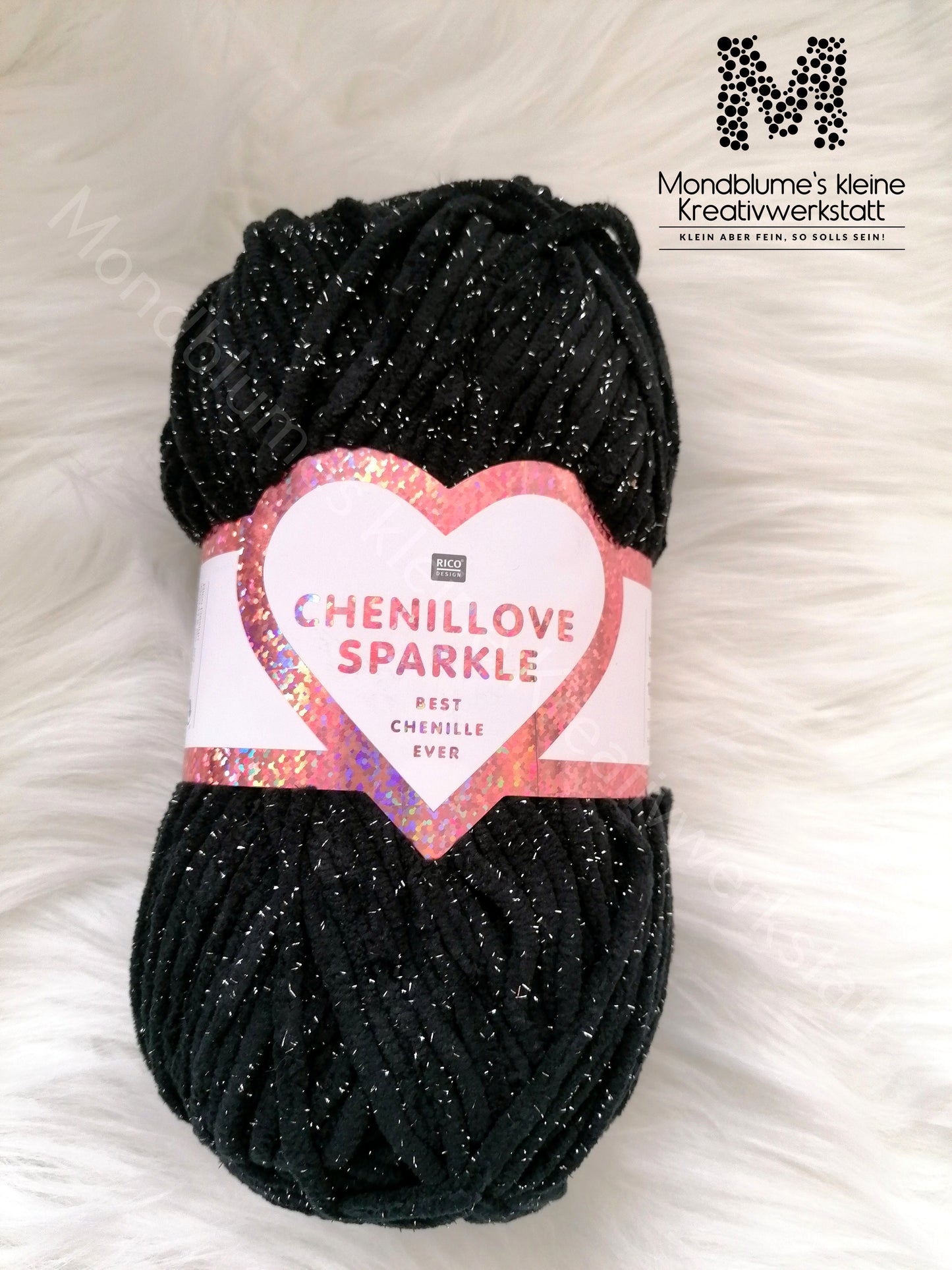 Rico Chenillove Sparkle Schwarz 006 | Chenillegarn Glitzer 100g