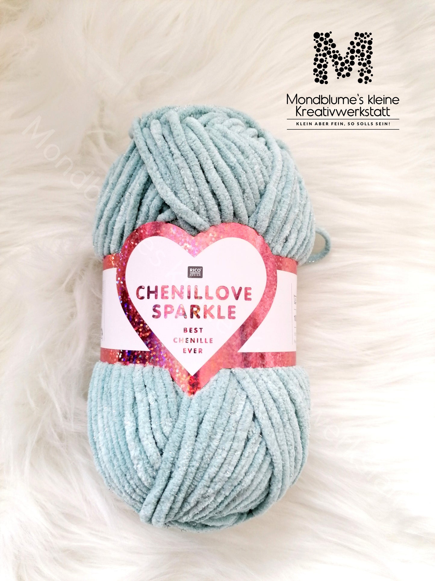 Rico Chenillove Sparkle Aqua 004 | Chenillegarn Glitzer 100g