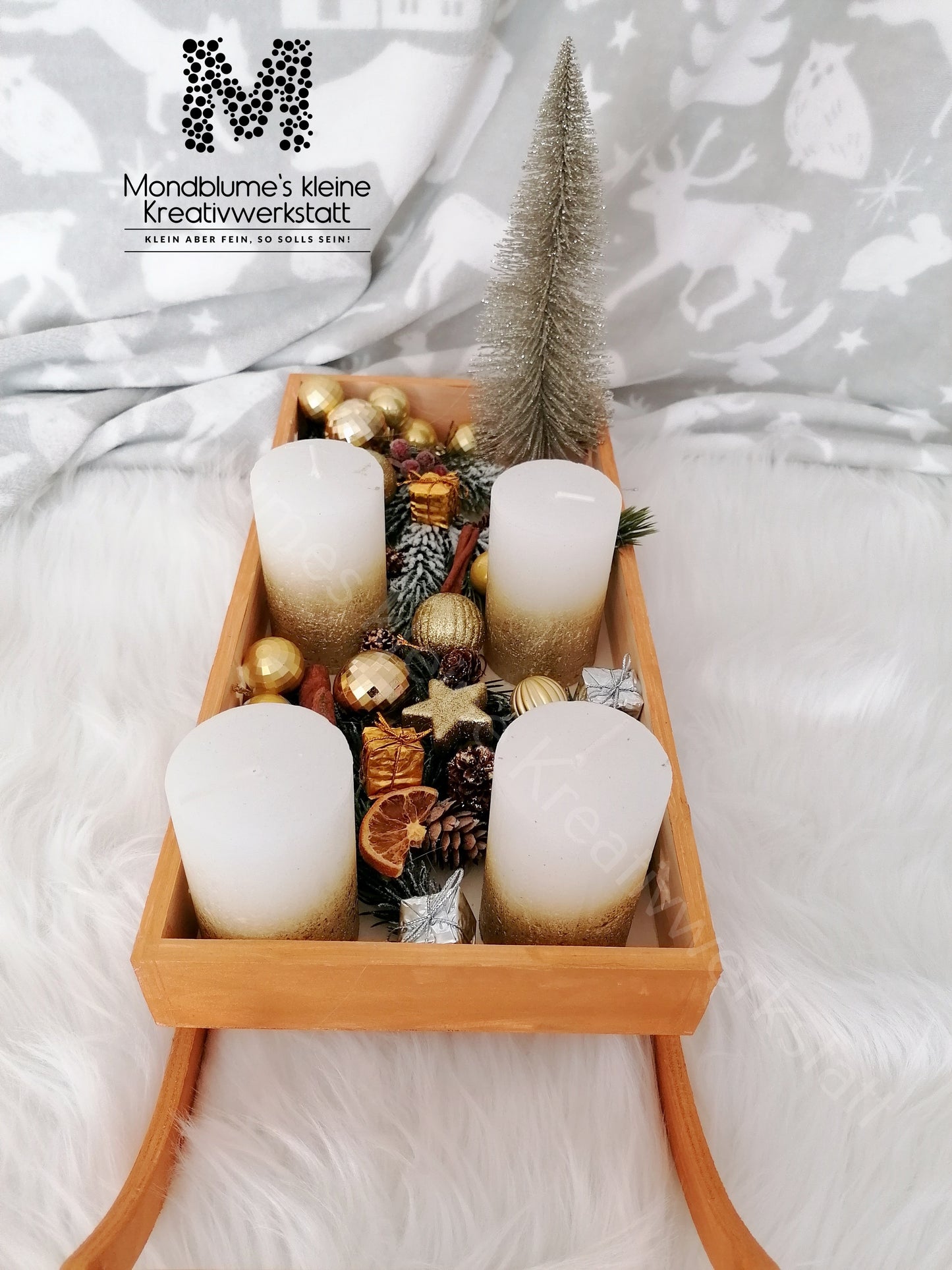 Wunderschöner und einzigartiger Adventschlitten in Gold