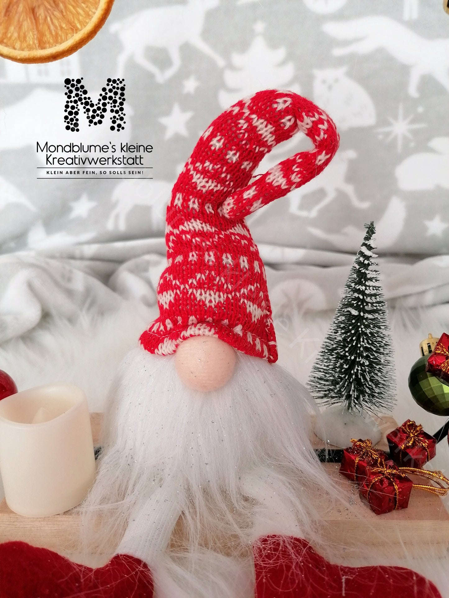 Deko Weihnachtswichtel im strahlenden Weihnachtsbogen | Handgemacht