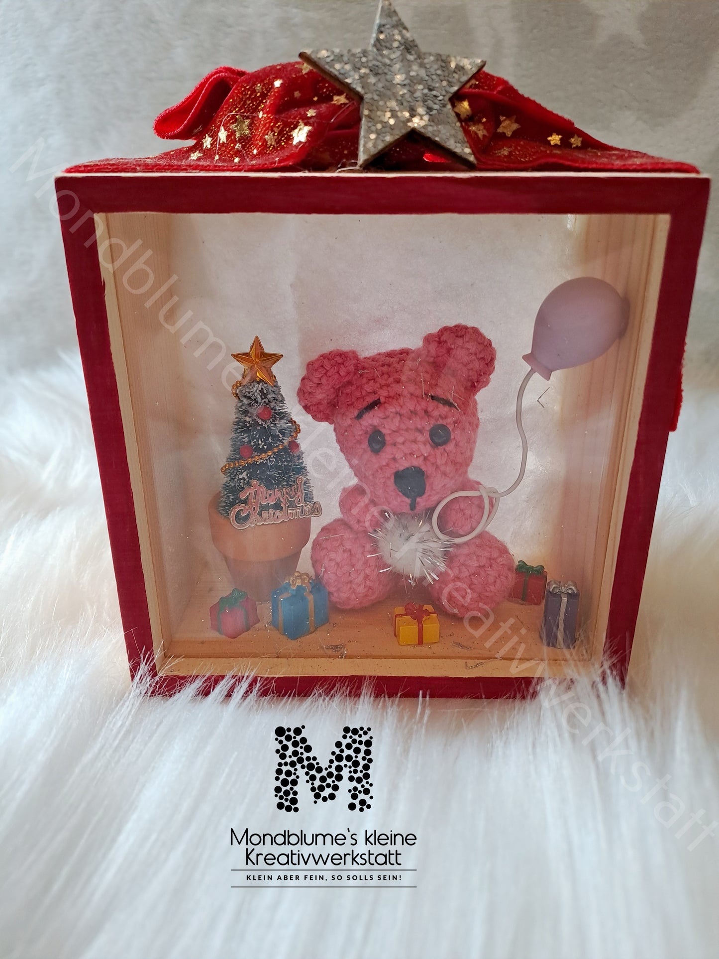 Weihnachtsdeko Schaufensterkasten mit Bärchen | Handgemacht