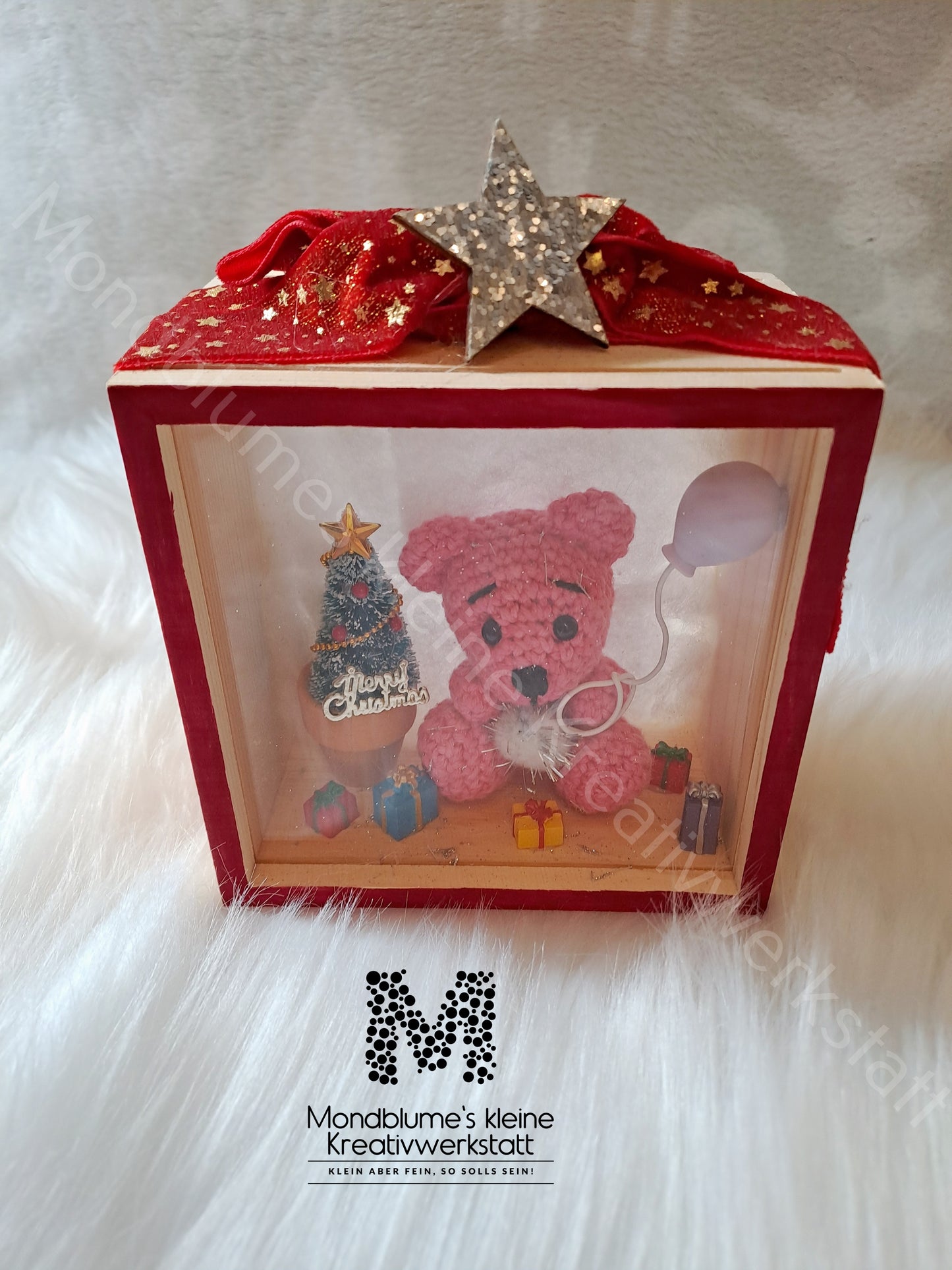 Weihnachtsdeko Schaufensterkasten mit Bärchen | Handgemacht