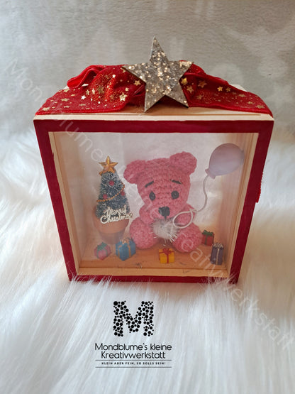 Weihnachtsdeko Schaufensterkasten mit Bärchen | Handgemacht