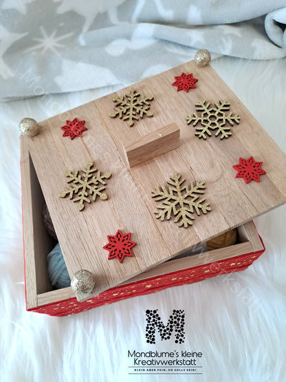 Handgemachte Weihnachts-Geschenkbox aus Holz mit Füllung | Unikat