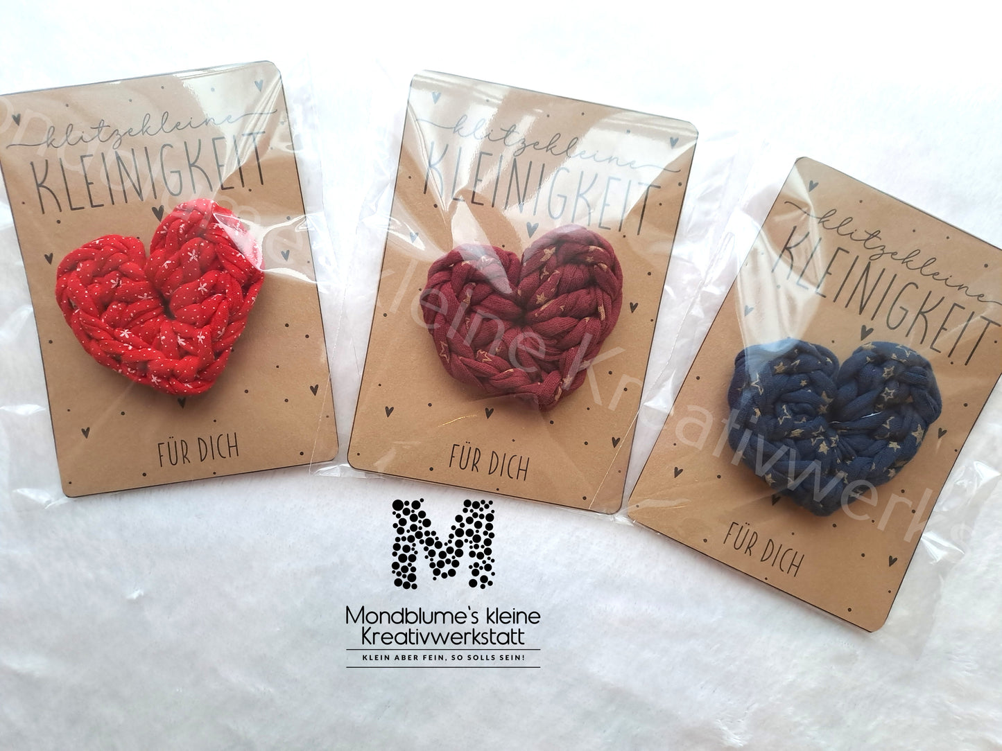 Gehäkeltes Herz mit Sternchen im Garn -  Kleinigkeit für dich!  (1 Stück)