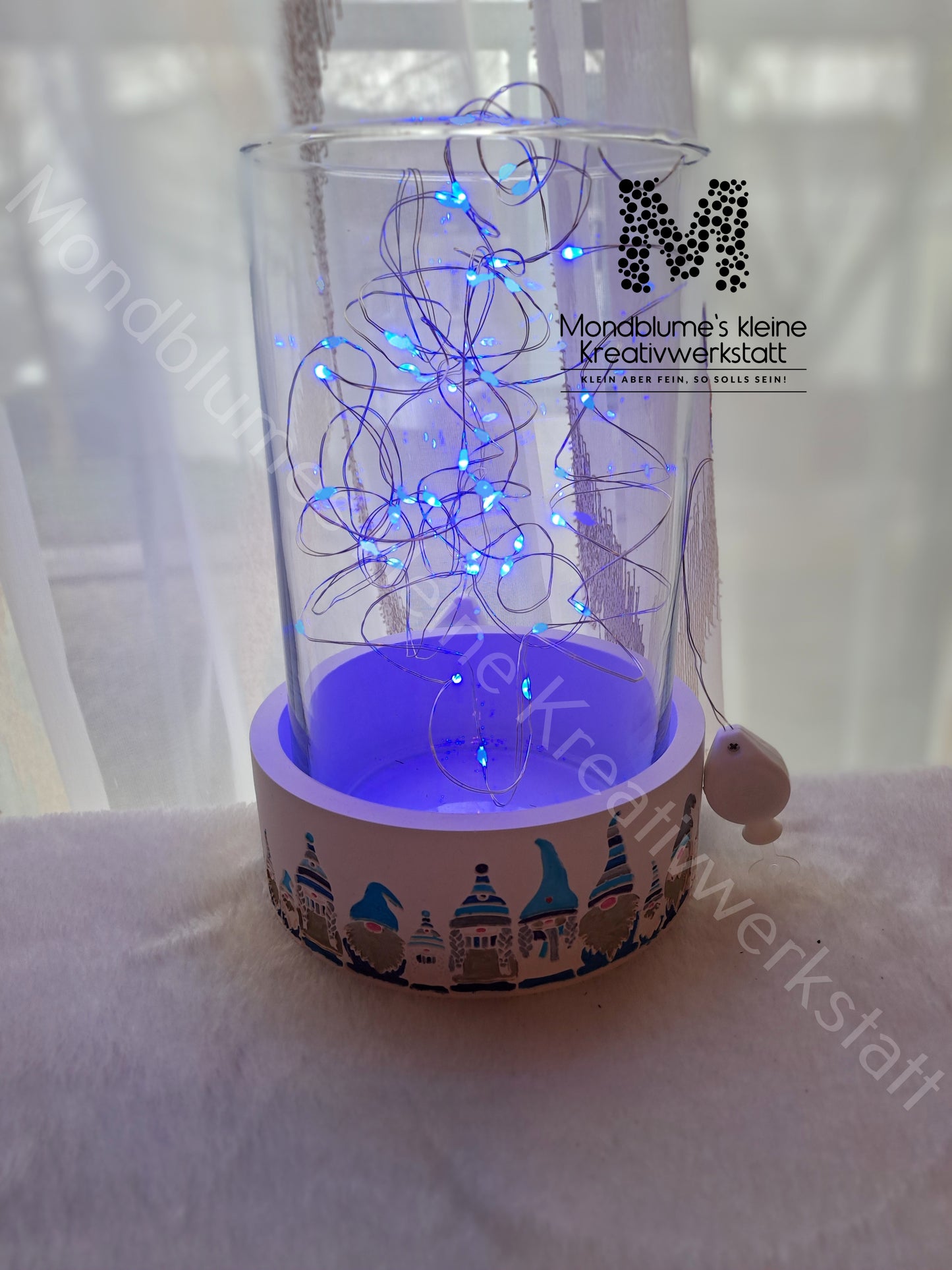 Wichtelschale Blautöne mit LED-Licht