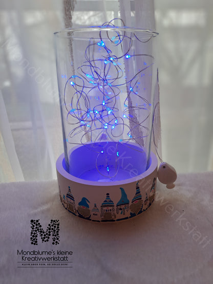 Wichtelschale Blautöne mit LED-Licht