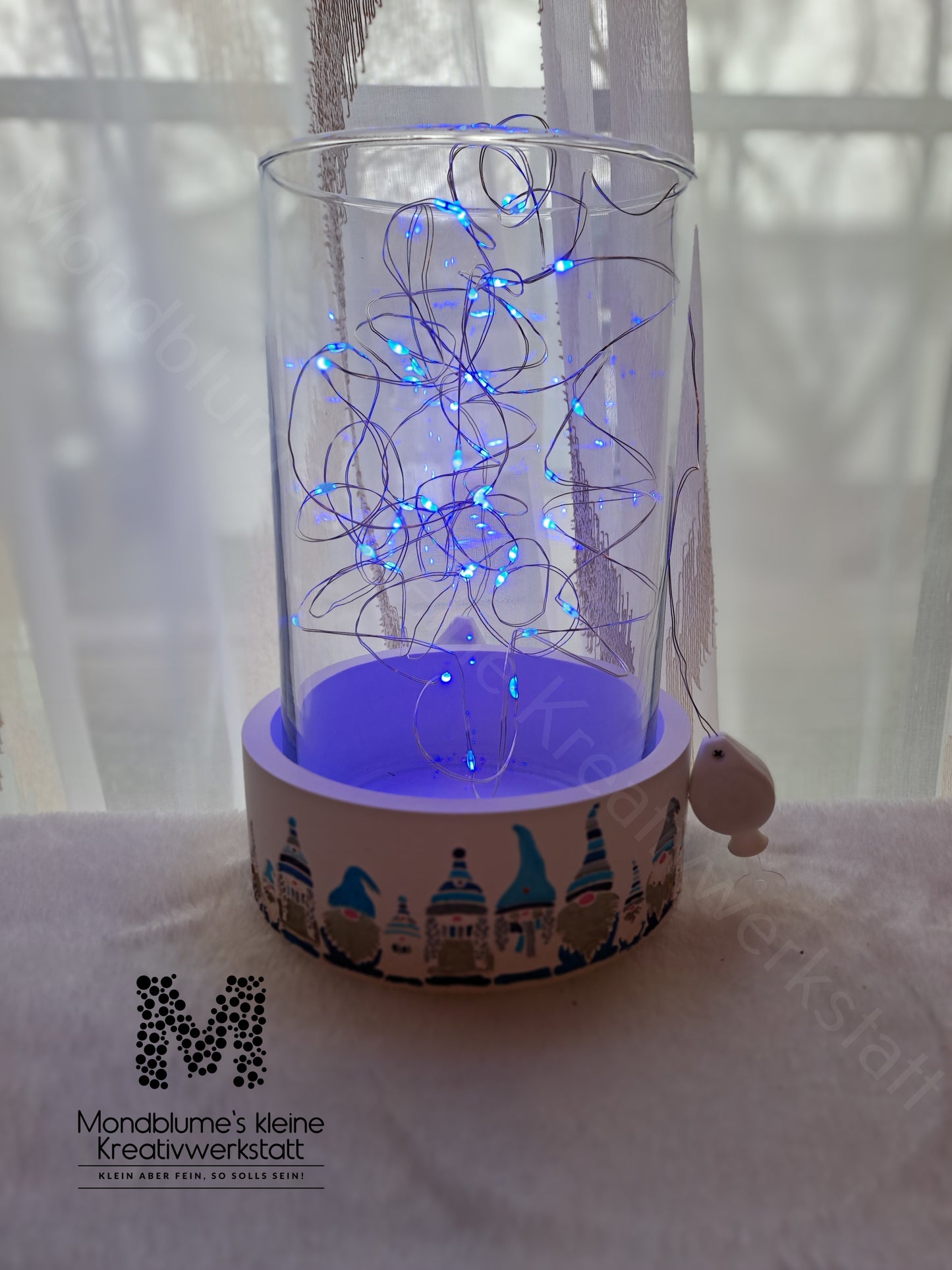 Wichtelschale Blautöne mit LED-Licht