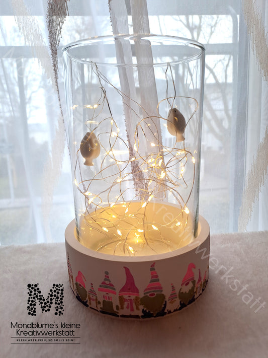 Wichtelschale Rosatöne mit LED-Licht