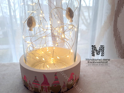 Wichtelschale Rosatöne mit LED-Licht