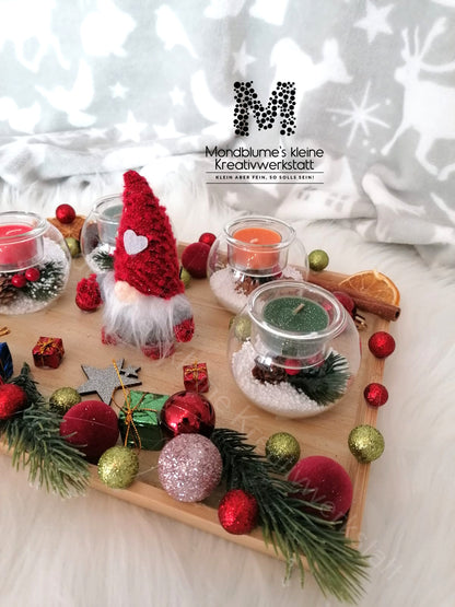 Süßer kleiner Adventteller mit 4 Kerzen | Handgemacht