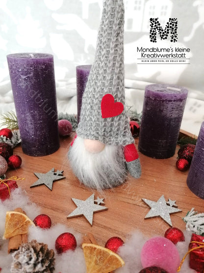 Handgemachter Adventkranzteller mit Wichtel | Winterzauber Ø 35cm