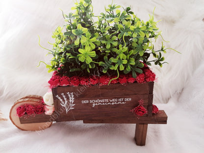 Schubkarre, befüllt mit Grünzeug