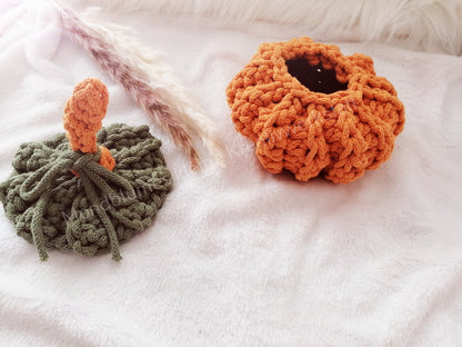 Gehäkelter Kürbis mit Deckel | Handgemacht Herbstdeko