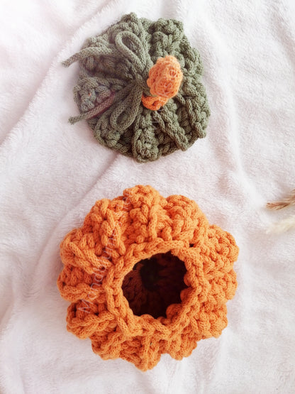 Gehäkelter Kürbis mit Deckel | Handgemacht Herbstdeko