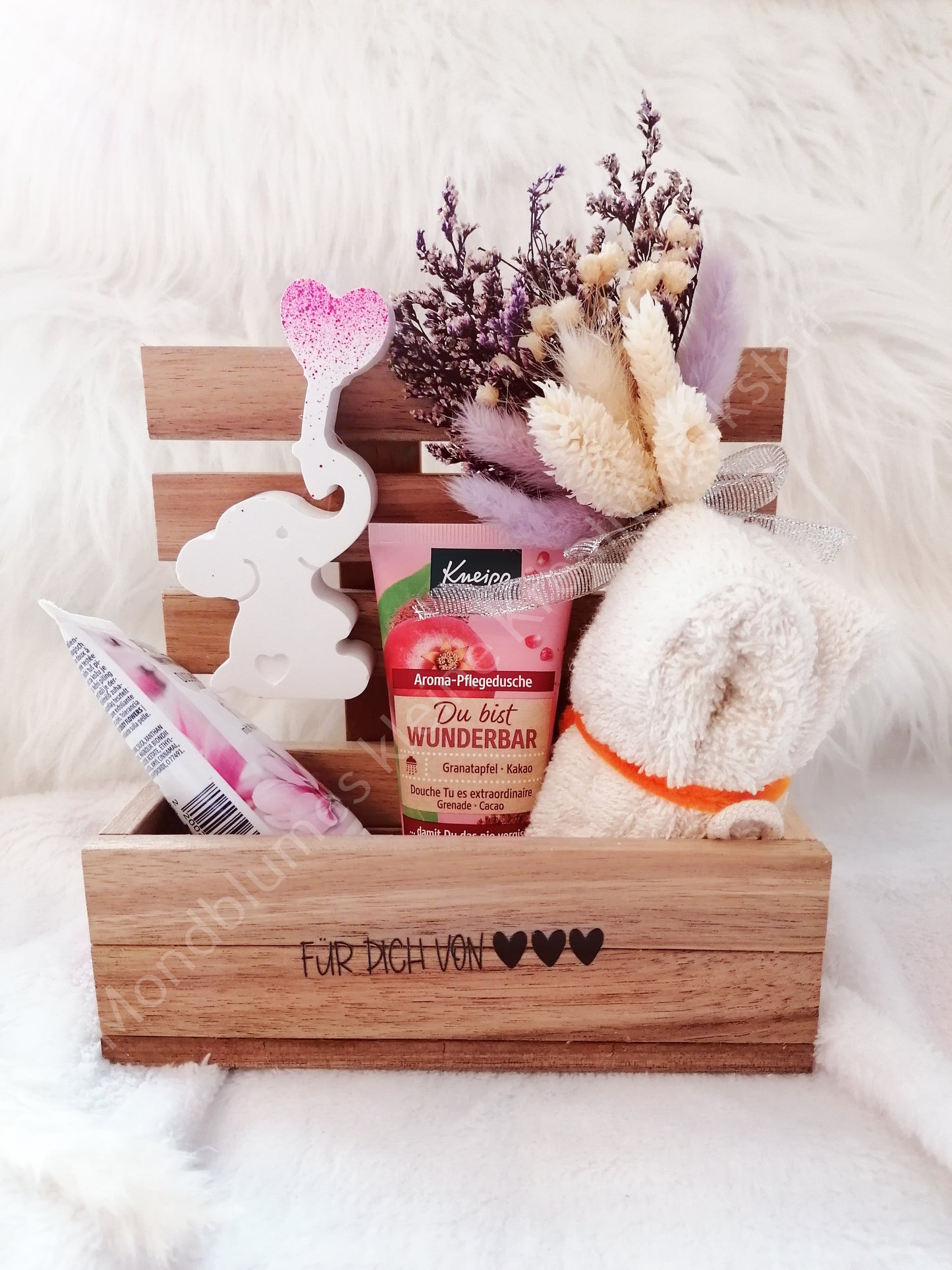 Wellness Geschenkbox aus Holz "Für dich von ♥" | Handgemacht