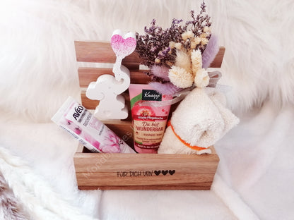 Wellness Geschenkbox aus Holz "Für dich von ♥" | Handgemacht