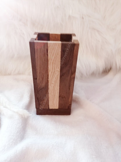 Holzvase eckig aus verschiedenen Holzarten | Handgemacht