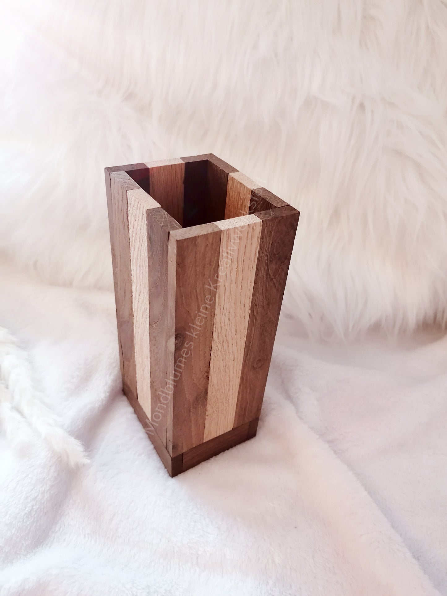 Holzvase eckig aus verschiedenen Holzarten | Handgemacht