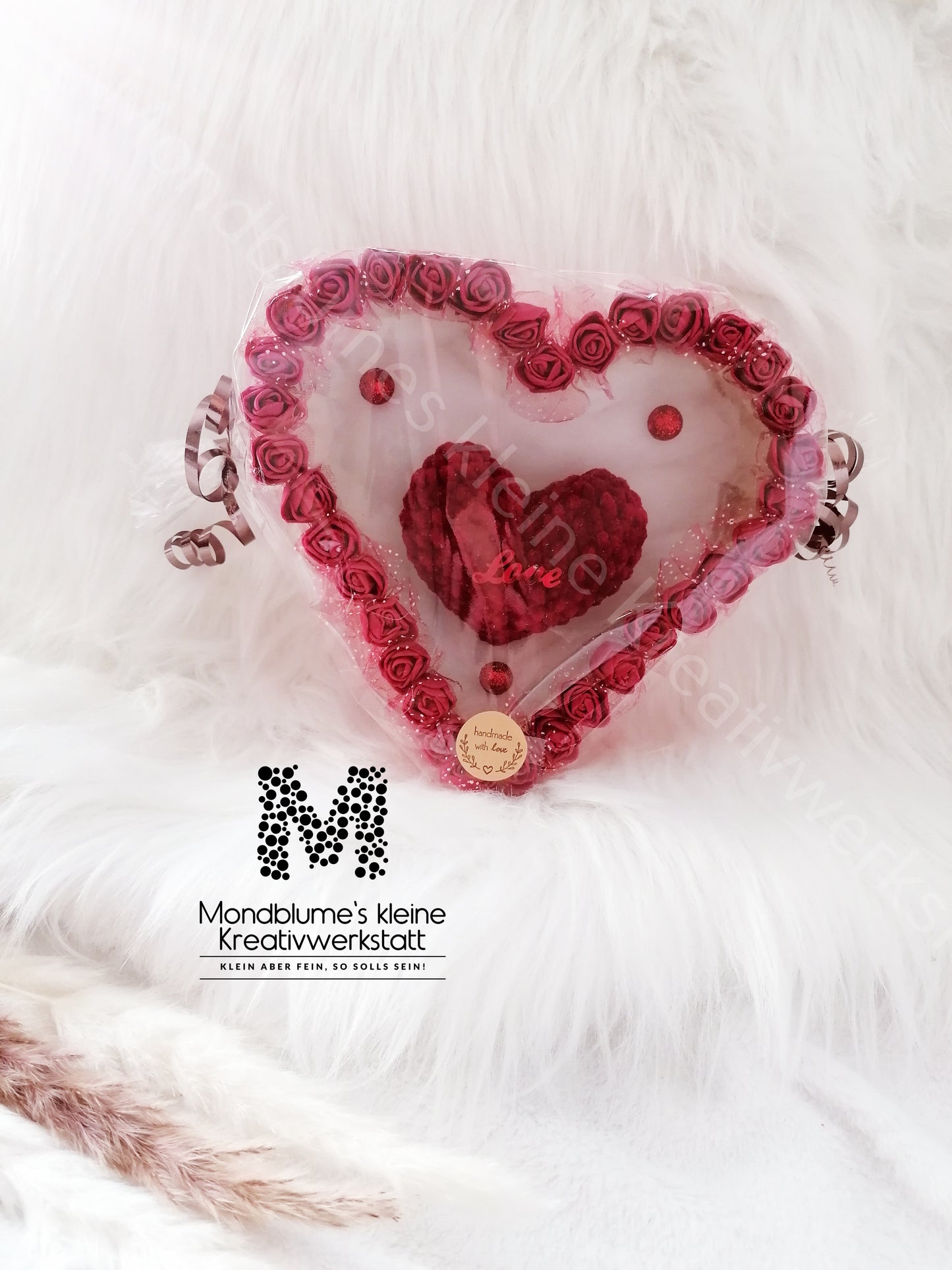 Kleines Holzherz mit Rosen | Handgemacht Deko