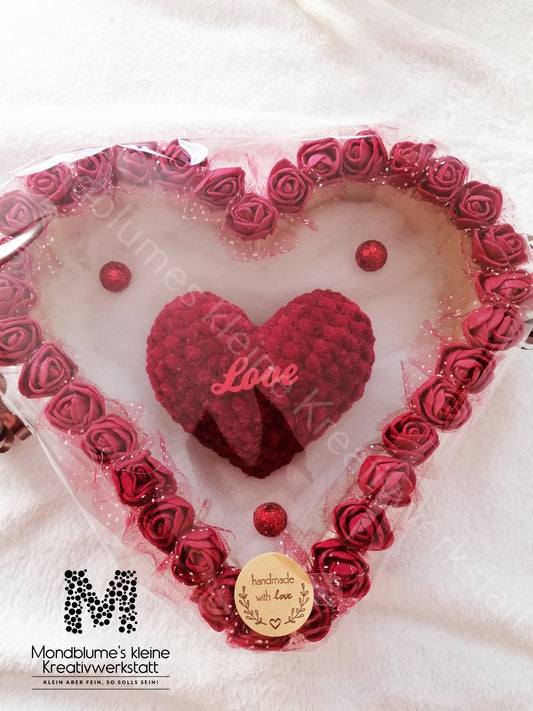Kleines Holzherz mit Rosen | Handgemacht Deko
