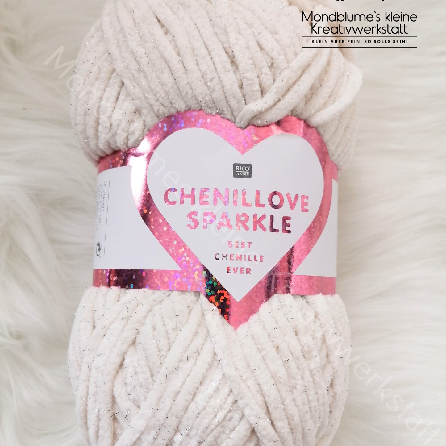 Rico Creative Chenillove Sparkle 100g | 7 Farben | Geprüft nach DIN EN 71-3 | Chenillegarn mit Glitzer