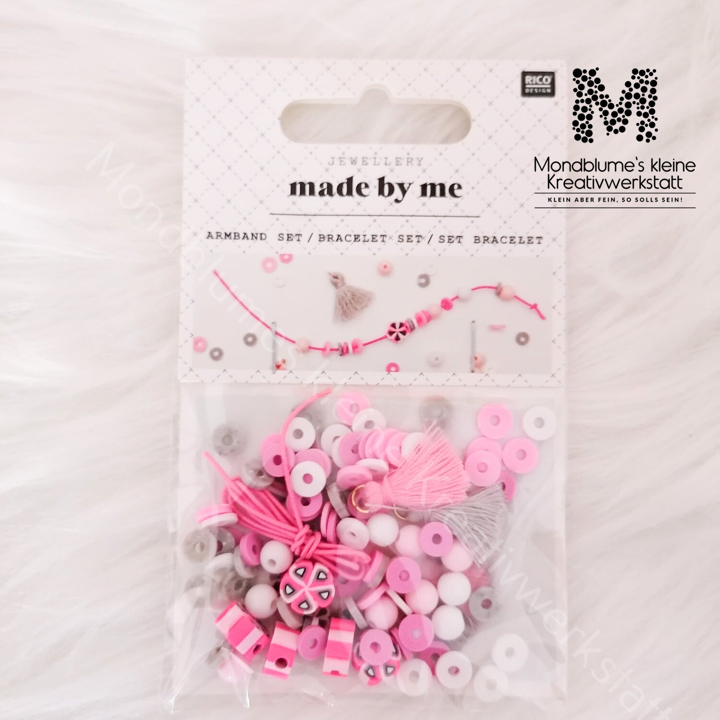 Mini Perlen Armband Set Rosa/Grau - Material für 1 Armband