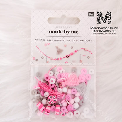 Mini Perlen Armband Set Rosa/Grau - Material für 1 Armband