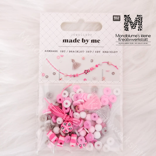 Mini Perlen Armband Set Rosa/Grau - Material für 1 Armband