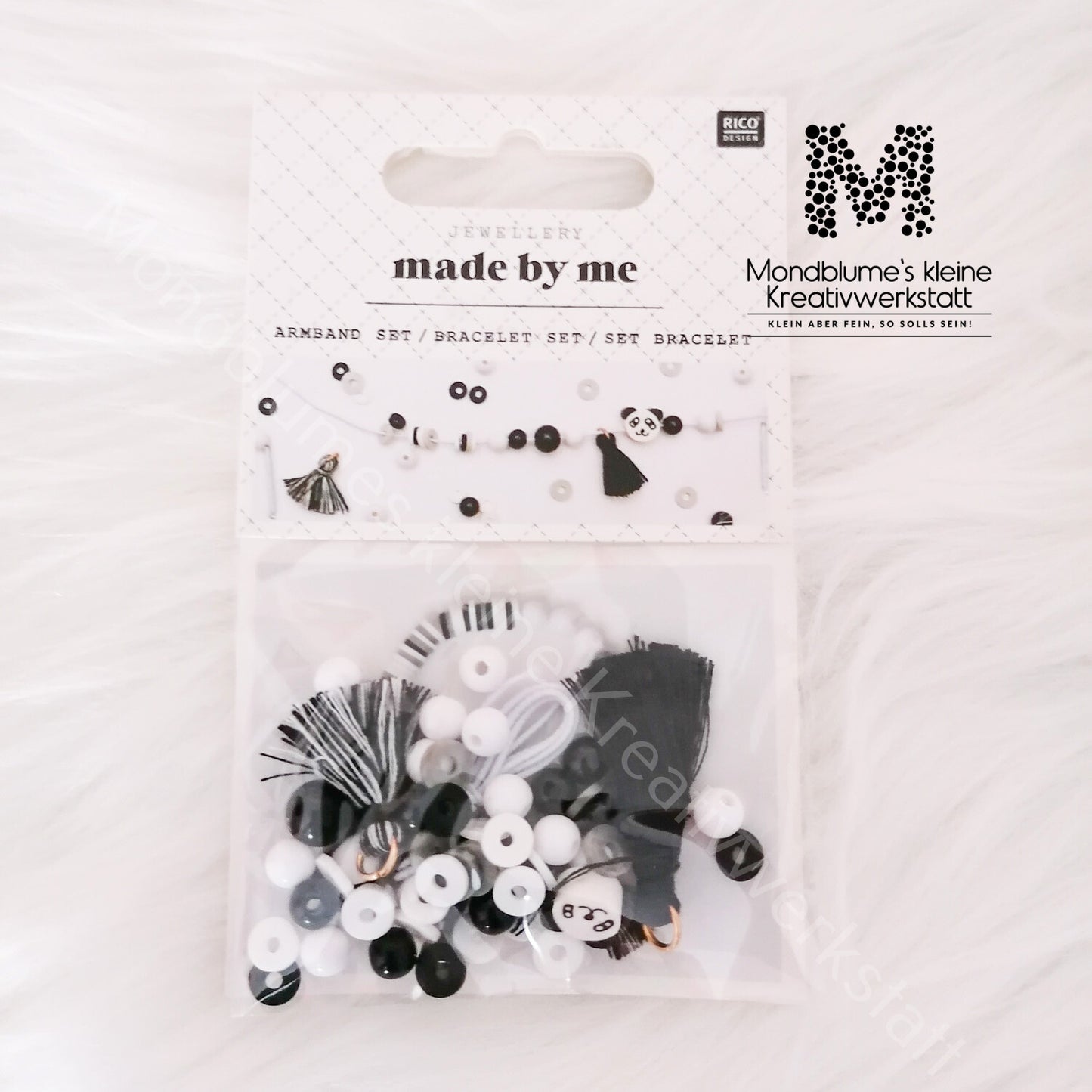 Mini Perlen Armband Set Schwarz/Weiß - Material für 1 Armband