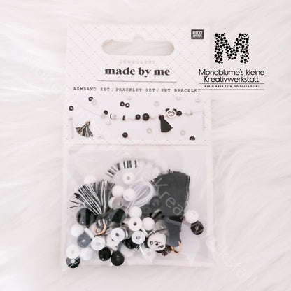 Mini Perlen Armband Set Schwarz/Weiß - Material für 1 Armband