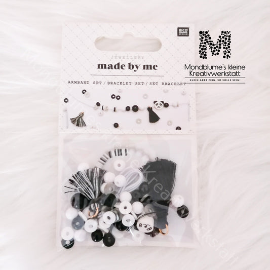 Mini Perlen Armband Set Schwarz/Weiß - Material für 1 Armband