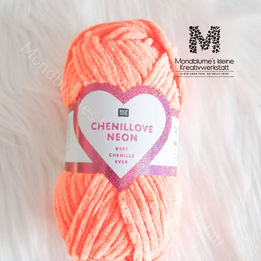 Rico Creative Chenillove Neon 50g in 4 Farben | geprüft nach DIN EN 71-3 Chenille-Wolle
