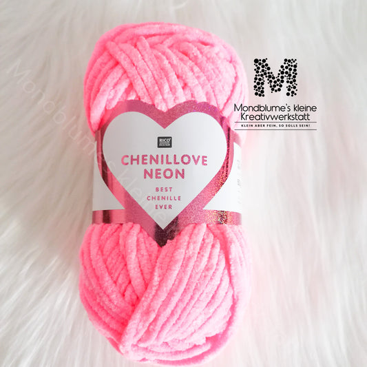Rico Creative Chenillove Neon 50g in 4 Farben | geprüft nach DIN EN 71-3 Chenille-Wolle