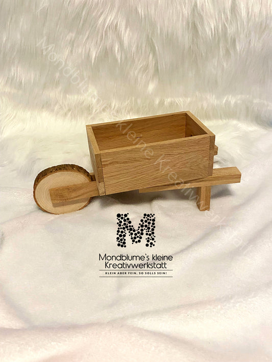 Deko Schubkarre aus hellem Eichenholz | Geschenkidee zum Befüllen