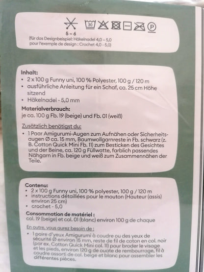 Gründl Funny Uni Häkelset Schaf Flocke | Chenille-Garn 25cm