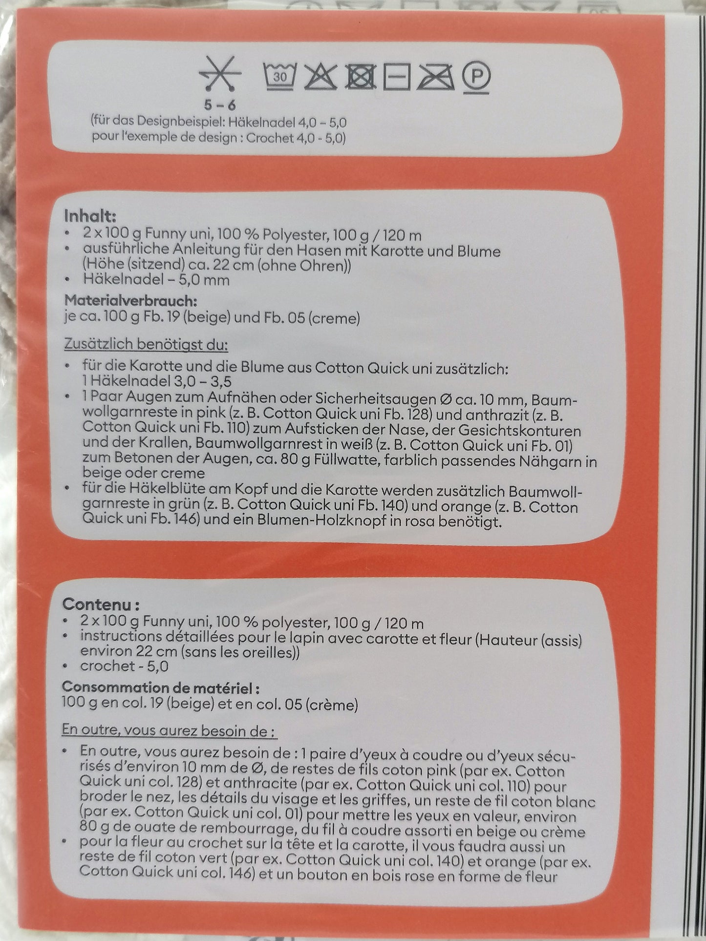 Gründl Funny Uni Häkelset Hase Hoppel | Chenille-Garn 25cm