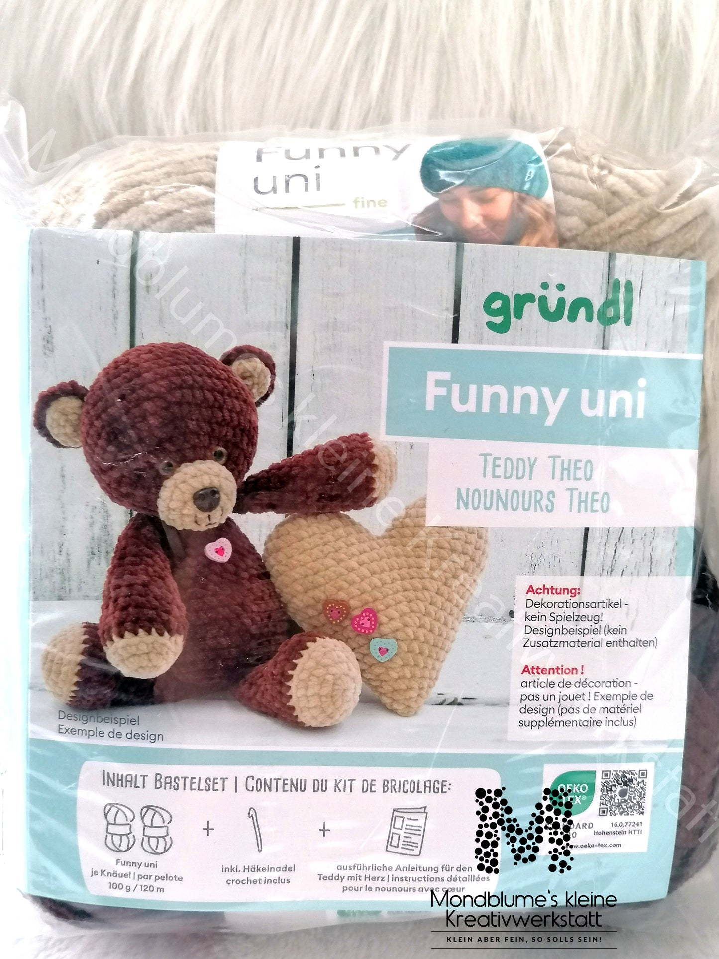 Gründl Funny Uni Häkelset Teddy Theo | Chenille-Garn 25cm