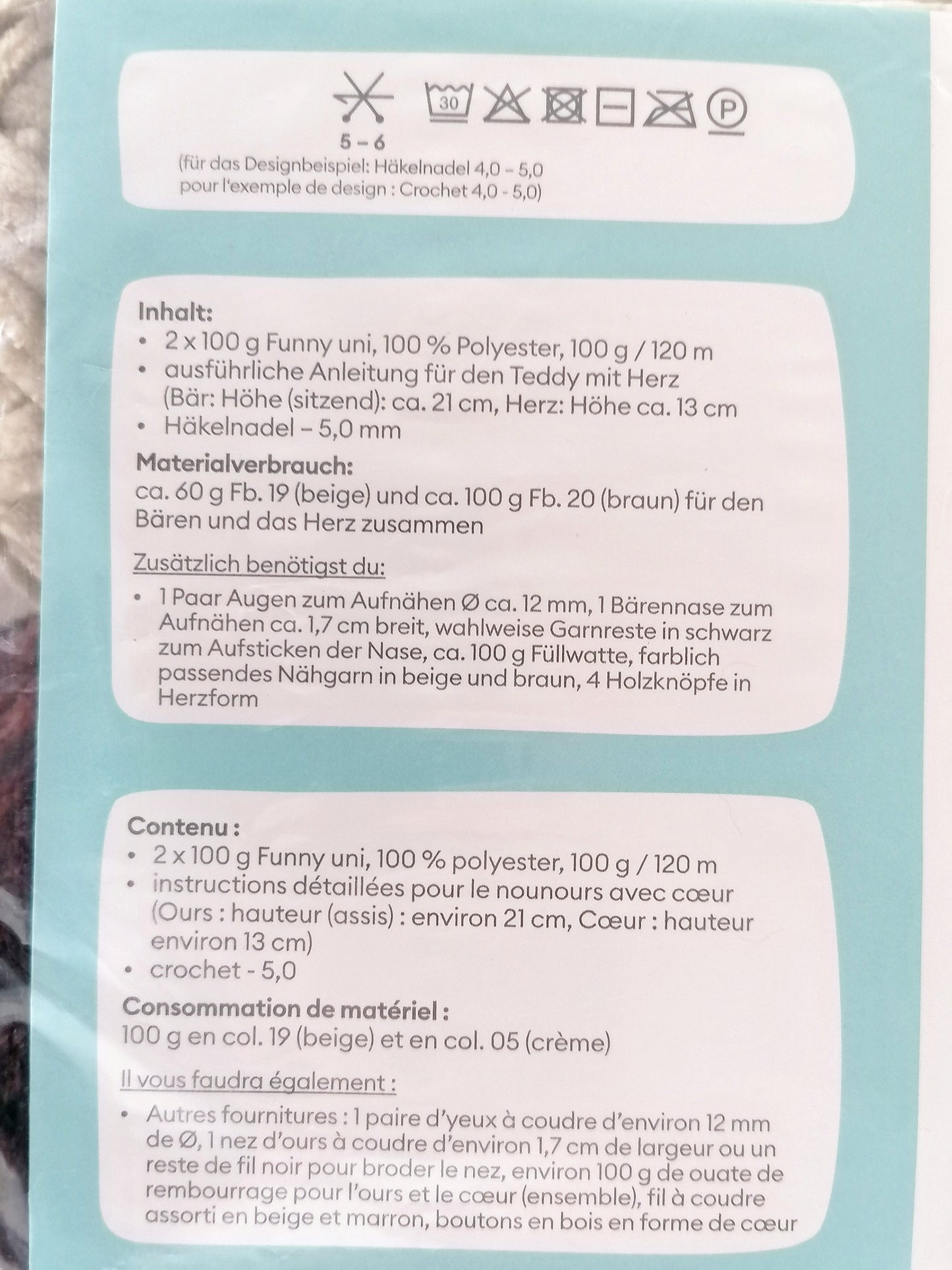 Gründl Funny Uni Häkelset Teddy Theo | Chenille-Garn 25cm